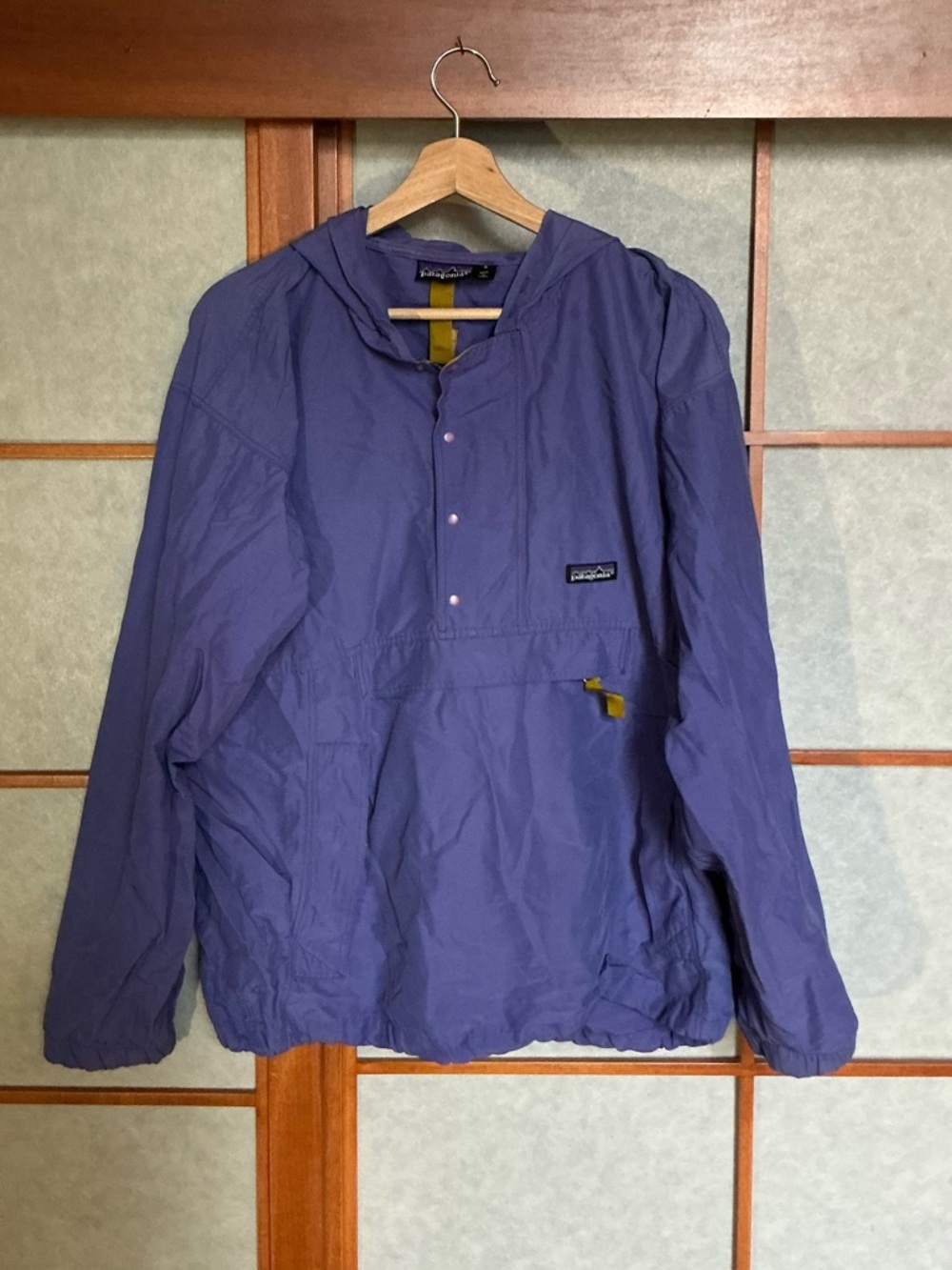 Vintage Patagonia Anorak Pullover Jacket Half Zip Purple Yellow Small Oversized